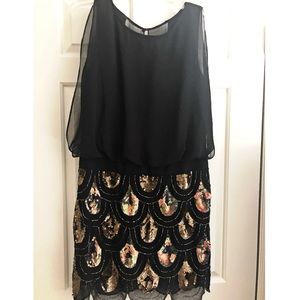 Beautiful short beaded  black dress